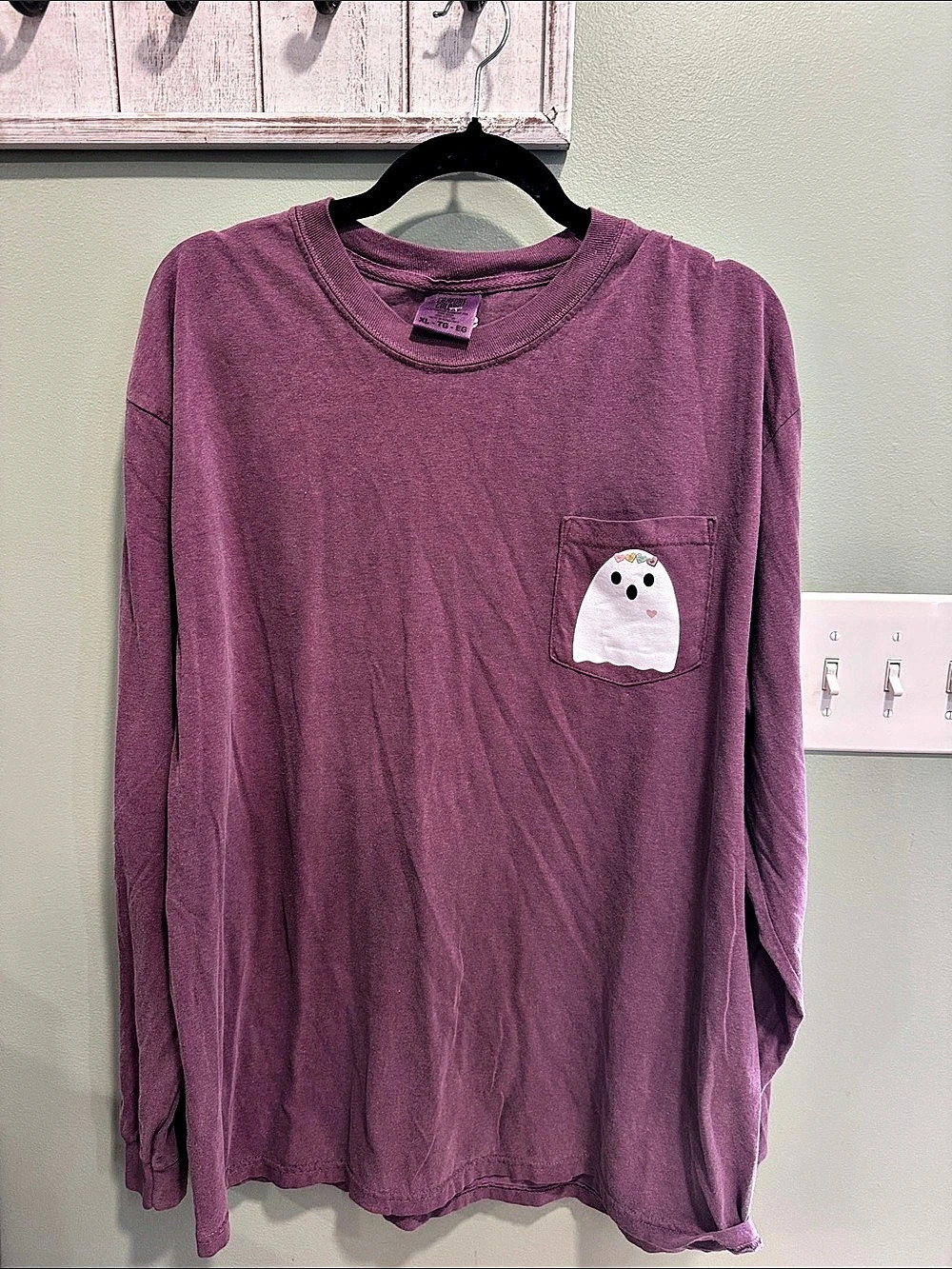 Ghost Pocket Long Sleeve Tee in Purple
